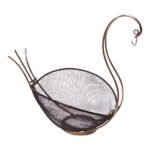 Mid-Century Modern Brass and Wire 'Swan' Basket After Frederic Weinberg