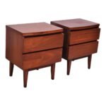 Pair of Mid-Century American Modern Walnut Nightstands