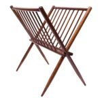 Collapsible Mid-Century Modern Walnut Magazine Rack