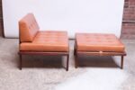 Midcentury Walnut and Leather Lounge Chair and Ottoman by Mel Smilow - Image 8