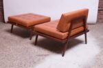 Midcentury Walnut and Leather Lounge Chair and Ottoman by Mel Smilow - Image 9