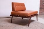Midcentury Walnut and Leather Lounge Chair and Ottoman by Mel Smilow - Image 11