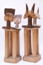 Set of 1940s Hard Wood African Lobi Stools with Carved and Pyrogravure Details - Image 6