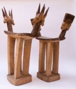 Set of 1940s Hard Wood African Lobi Stools with Carved and Pyrogravure Details - Image 2