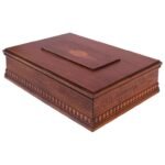 Art Deco Beechwood & Tiger Maple Decorative Box with Hand Carved / Inlay Detail