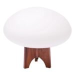 Frosted Glass and Walnut Laurel 'Mushroom' Table Lamp