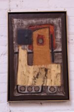 Mid-20th Century Mixed-Media Abstract Acrylic and Raffia on Canvas - Image 2
