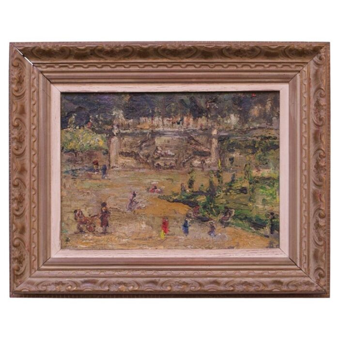 French Post-Impressionist “Jardins Des Tuileries” Oil on Canvas