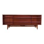 Mid-Century Modern Bow-Front Walnut Credenza by Young Manufacturing