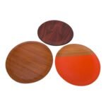Collection of Three Rosewood and Teak Round Serving Trays