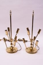 Pair of Midcentury Candelabra Style Six-Arm Brass Table Lamps - Image 3