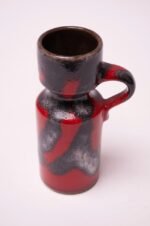 Mid-Century West German Volcanic-Textured Ceramic Vase in Red and Metallic Gray - Image 2