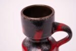 Mid-Century West German Volcanic-Textured Ceramic Vase in Red and Metallic Gray - Image 10