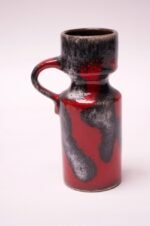 Mid-Century West German Volcanic-Textured Ceramic Vase in Red and Metallic Gray - Image 4