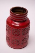 1960s West German Red Ceramic Vase With Clover Motif - Image 3