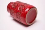 1960s West German Red Ceramic Vase With Clover Motif - Image 2