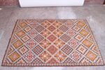 Vintage Hand Knotted Berber Wool Tribal Rug - Image 2