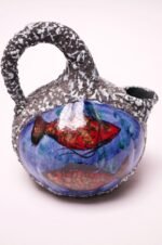 Vintage Italian San Marino Fat Lava Ceramic and Enamel "Fish" Pitcher - Image 2