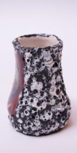 Mid-Century Italian Modern San Marino Fat Lava Ceramic and Enamel Mug / Vase With Handle - Image 9