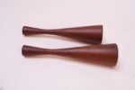Sculptural Danish Modern Teak Candlesticks - Image 2
