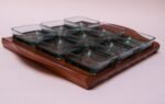 1960s Jens Quistgaard Dansk Teak Serving Tray with Glass Inserts New in Box - Image 3