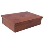 Folk Art Deco Maple Burl Wood Decorative Lock Box with Inlay Detail