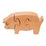 Vintage Wooden Three-Piece Pig Puzzle Sculpture