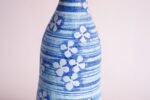 Oversized Midcentury Blue Ceramic Lamp with Floral Motif - Image 8