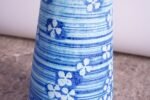 Oversized Midcentury Blue Ceramic Lamp with Floral Motif - Image 9