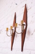 Pair of Mid-Century Modern "Diamond" Candle Wall Sconces / Candleholders - Image 2