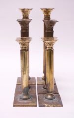 Set of Six Vintage Patinated Brass Candlesticks - Image 2
