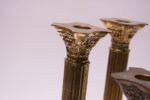 Set of Six Vintage Patinated Brass Candlesticks - Image 4