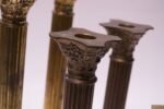 Set of Six Vintage Patinated Brass Candlesticks - Image 5