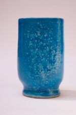 French Deco Turquoise Ceramic "PV" Vase Attributed to Raoul Lachenal - Image 3