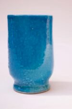 French Deco Turquoise Ceramic "PV" Vase Attributed to Raoul Lachenal - Image 4