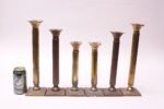 Set of Six Vintage Patinated Brass Candlesticks - Image 3