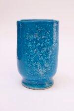 French Deco Turquoise Ceramic "PV" Vase Attributed to Raoul Lachenal - Image 2