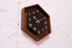 Mid-Century American Modern Walnut Hexagon Wall Clock - Image 3