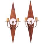 Pair of Mid-Century Modern "Diamond" Candle Wall Sconces / Candleholders