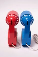 Pair of Postmodern Red and Blue Adjustable Table Lamps by Reiley Moustakas - Image 7