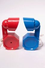 Pair of Postmodern Red and Blue Adjustable Table Lamps by Reiley Moustakas - Image 4