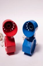 Pair of Postmodern Red and Blue Adjustable Table Lamps by Reiley Moustakas - Image 6