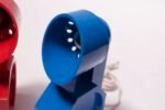 Pair of Postmodern Red and Blue Adjustable Table Lamps by Reiley Moustakas - Image 16