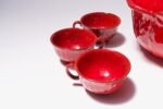 Vintage Italian PV Peasant Village Red Ceramic Punch Bowl Set - Image 11