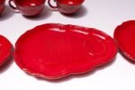 Vintage Italian PV Peasant Village Red Ceramic Punch Bowl Set - Image 17
