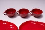 Vintage Italian PV Peasant Village Red Ceramic Punch Bowl Set - Image 12