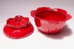 Vintage Italian PV Peasant Village Red Ceramic Punch Bowl Set - Image 3