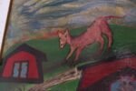 Outsider Art "Deer and Houses" Oil on Panel Landscape by Bruno Del Favero - Image 8