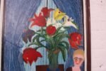 Outsider Art "Girl with Floral Arrangement" Acrylic on Panel by Bruno Del Favero - Image 6