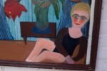 Outsider Art "Girl with Floral Arrangement" Acrylic on Panel by Bruno Del Favero - Image 5
